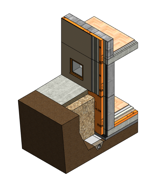 Стены цокольных этажей с битумной гидроизоляцией